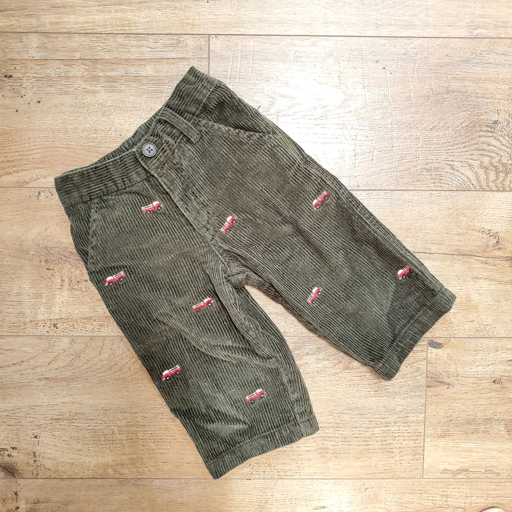 🚒GYMBOREE🚒 Olive Corduroy Firetruck Pants - Picture 1 of 6